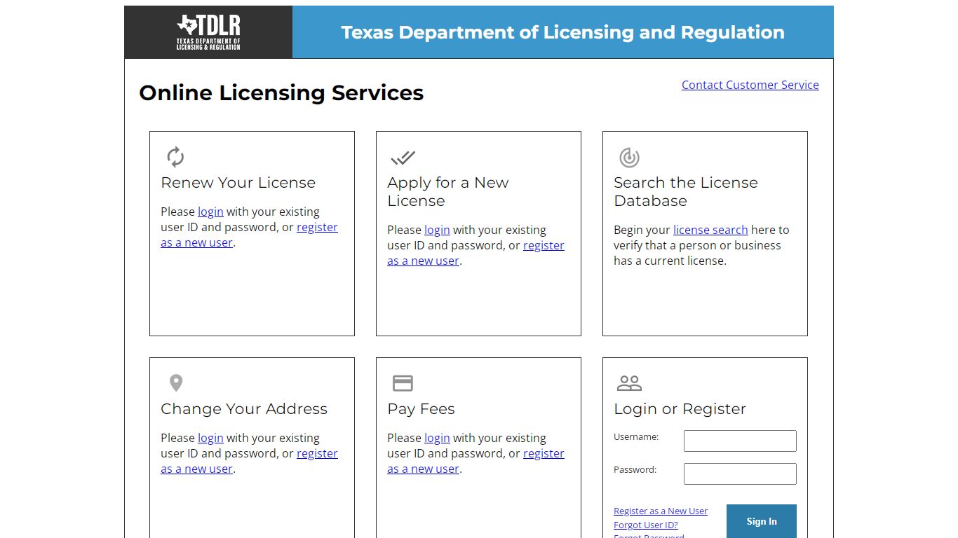 Online Licensing Services - TDLR